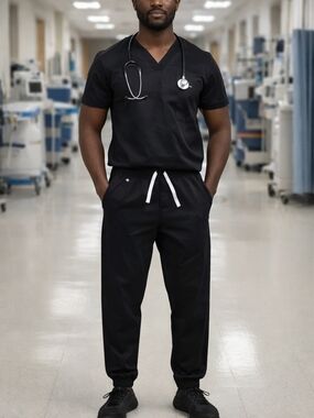 FIGS Tansen Jogger Scrub Pants Mens XS Black Medical Nurse Uniform Stretch